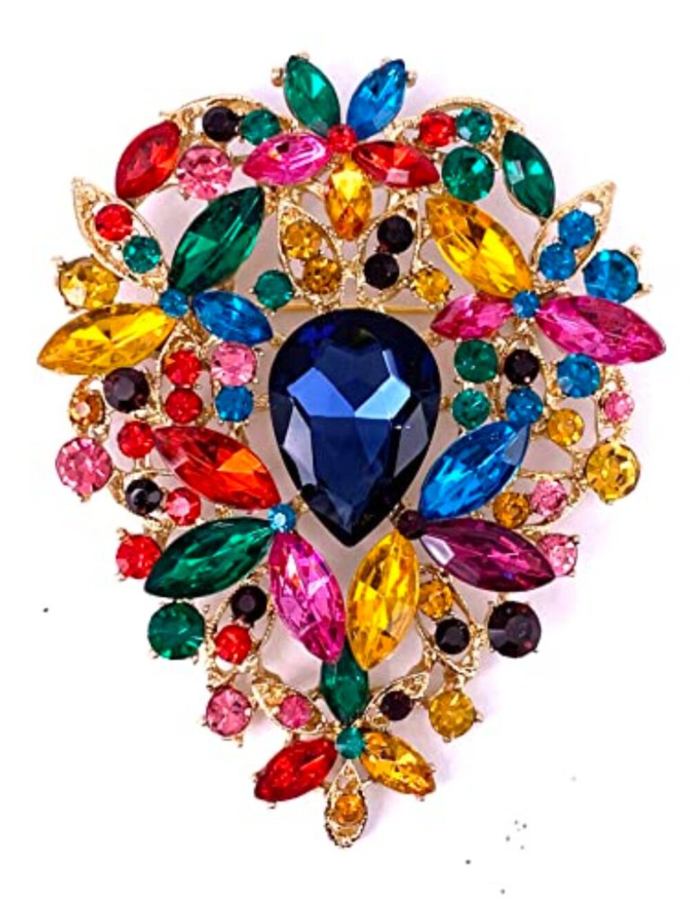 Leaf Bouquet Scarf Big Brooch Pin Broach Crystal Jewelry